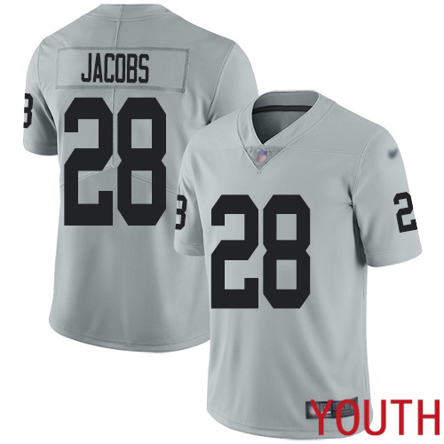 Oakland Raiders Limited Silver Youth Josh Jacobs Jersey NFL Football #28 Inverted Legend Jersey